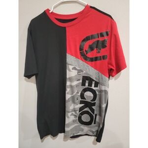 Ecko Unltd Mens L Camo Spellout Graphic Short Sleeve T Shirt Streetwear Y2K Vtg